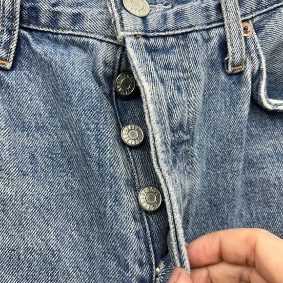 $208 AGOLDE Revolve Button Fly Distressed High Rise Crop Riley Jeans Denim 27 - Picture 5 of 7